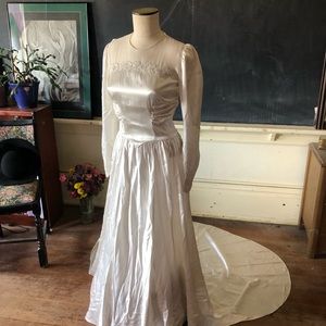 Vintage Handmade Satin Wedding Gown